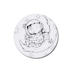 Astronaut-moon-space-astronomy Rubber Round Coaster (4 Pack) by Jancukart