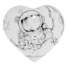 Astronaut-moon-space-astronomy Heart Ornament (two Sides) by Jancukart