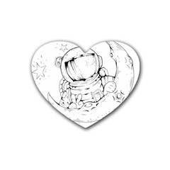 Astronaut-moon-space-astronomy Rubber Coaster (heart) by Jancukart