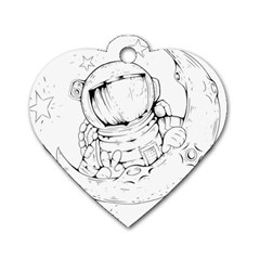 Astronaut-moon-space-astronomy Dog Tag Heart (one Side)