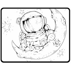 Astronaut-moon-space-astronomy Double Sided Fleece Blanket (medium) 