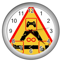 Gamer-geek-video-game-sign-fan Wall Clock (silver) by Jancukart