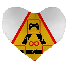 Gamer-geek-video-game-sign-fan Large 19  Premium Heart Shape Cushions by Jancukart