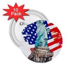 Statue Of Liberty Independence Day Poster Art 2 25  Buttons (10 Pack) 