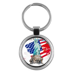 Statue Of Liberty Independence Day Poster Art Key Chain (round) by Jancukart