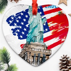 Statue Of Liberty Independence Day Poster Art Heart Ornament (two Sides)