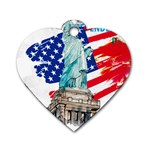 Statue Of Liberty Independence Day Poster Art Dog Tag Heart (Two Sides) Front