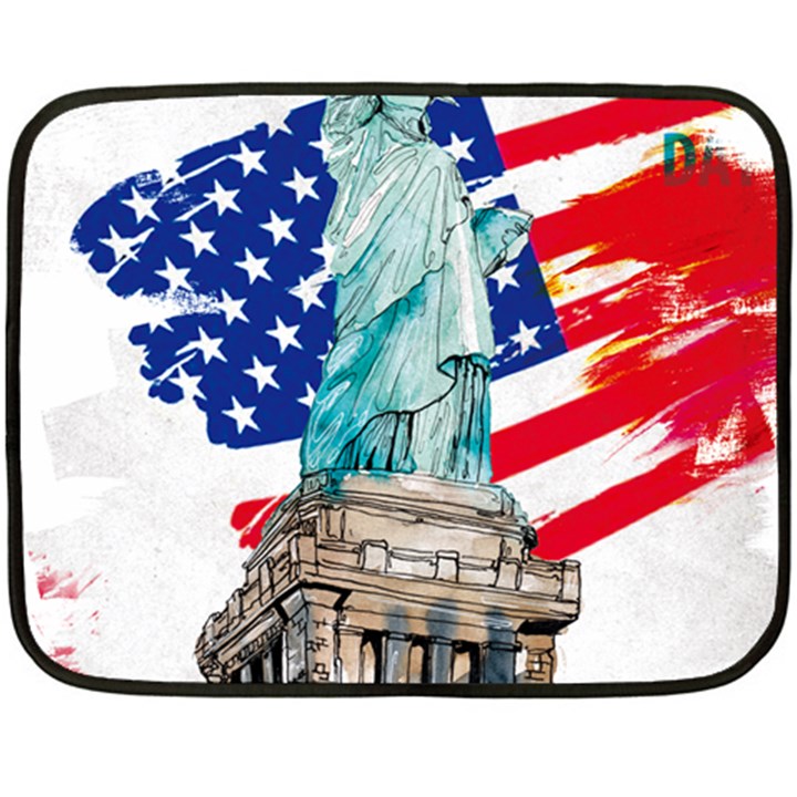 Statue Of Liberty Independence Day Poster Art Double Sided Fleece Blanket (Mini) 