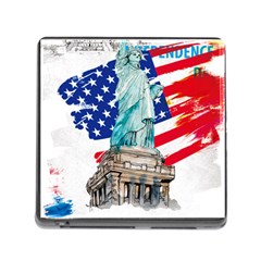 Statue Of Liberty Independence Day Poster Art Memory Card Reader (square 5 Slot)