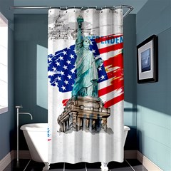 Statue Of Liberty Independence Day Poster Art Shower Curtain 36  X 72  (stall)  by Jancukart