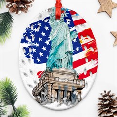 Statue Of Liberty Independence Day Poster Art Oval Filigree Ornament (two Sides)