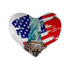 Statue Of Liberty Independence Day Poster Art Standard 16  Premium Heart Shape Cushions