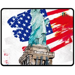 Statue Of Liberty Independence Day Poster Art Double Sided Fleece Blanket (medium) 