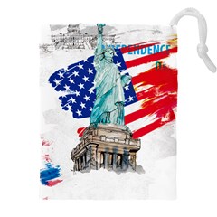 Statue Of Liberty Independence Day Poster Art Drawstring Pouch (5xl) by Jancukart