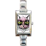 Black-cat-head Rectangle Italian Charm Watch Front