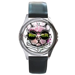 Black-cat-head Round Metal Watch by Jancukart