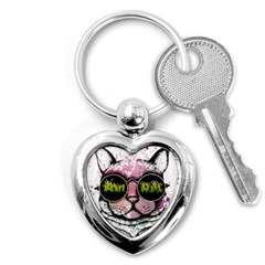 Black-cat-head Key Chain (heart)