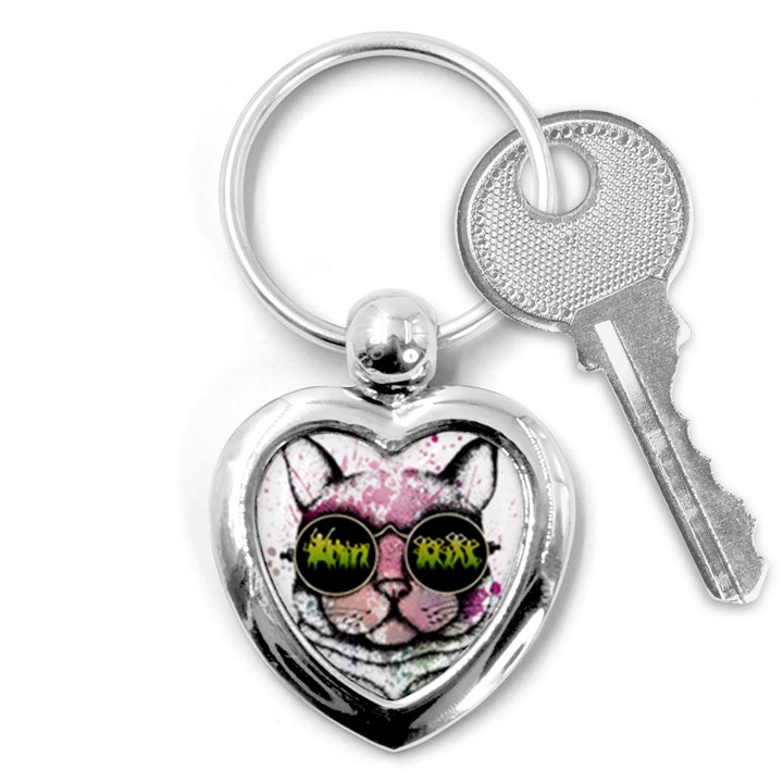 Black-cat-head Key Chain (Heart)