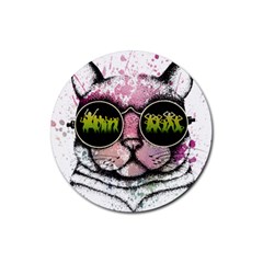 Black-cat-head Rubber Round Coaster (4 Pack)