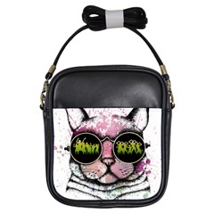 Black-cat-head Girls Sling Bag