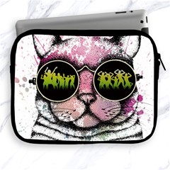 Black-cat-head Apple Ipad 2/3/4 Zipper Cases by Jancukart