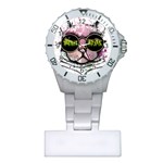 Black-cat-head Plastic Nurses Watch Front