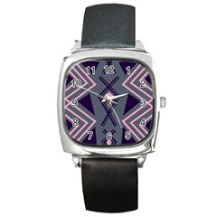 Abstract Pattern Geometric Backgrounds  Square Metal Watch by Eskimos