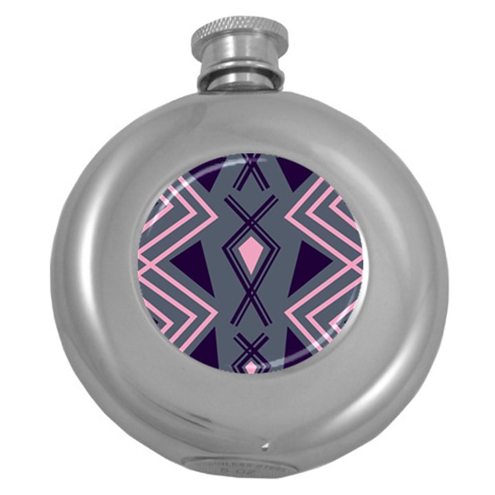 Abstract pattern geometric backgrounds  Round Hip Flask (5 oz)