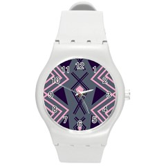 Abstract Pattern Geometric Backgrounds  Round Plastic Sport Watch (m) by Eskimos