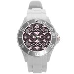 Abstract pattern geometric backgrounds Round Plastic Sport Watch (L) Front