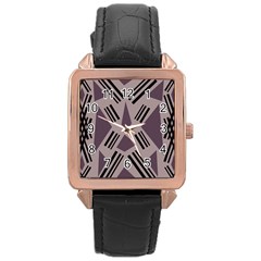 Abstract pattern geometric backgrounds   Rose Gold Leather Watch 