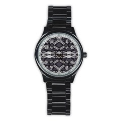 Abstract Pattern Geometric Backgrounds  Stainless Steel Round Watch by Eskimos