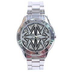 Abstract Pattern Geometric Backgrounds   Stainless Steel Analogue Watch by Eskimos