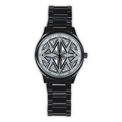 Abstract Pattern Geometric Backgrounds   Stainless Steel Round Watch by Eskimos