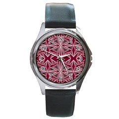 Abstract Pattern Geometric Backgrounds  Round Metal Watch by Eskimos