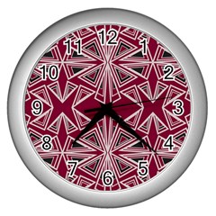 Abstract Pattern Geometric Backgrounds  Wall Clock (silver) by Eskimos