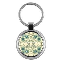 Folk Flowers Print Floral Pattern Ethnic Art Key Chain (round) by Eskimos