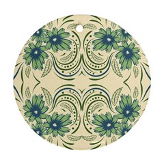 Folk Flowers Print Floral Pattern Ethnic Art Round Ornament (two Sides) by Eskimos