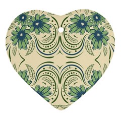 Folk Flowers Print Floral Pattern Ethnic Art Heart Ornament (two Sides) by Eskimos