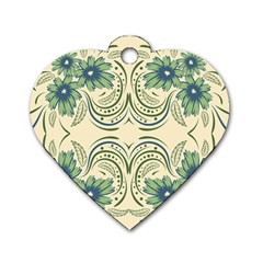 Folk Flowers Print Floral Pattern Ethnic Art Dog Tag Heart (two Sides) by Eskimos