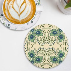 Folk Flowers Print Floral Pattern Ethnic Art Uv Print Round Tile Coaster