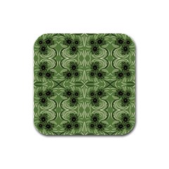 Folk Flowers Print Floral Pattern Ethnic Art Rubber Square Coaster (4 Pack) by Eskimos