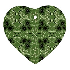 Folk Flowers Print Floral Pattern Ethnic Art Heart Ornament (two Sides) by Eskimos