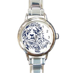 Head Art-lion Drawing Round Italian Charm Watch