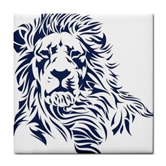 Head Art-lion Drawing Tile Coaster by Jancukart