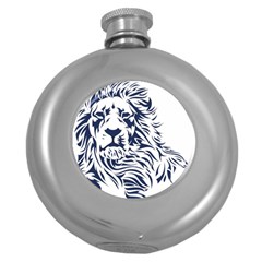 Head Art-lion Drawing Round Hip Flask (5 Oz) by Jancukart