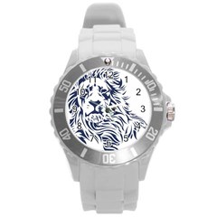 Head Art-lion Drawing Round Plastic Sport Watch (l)