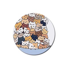 Cat-kitten Rubber Round Coaster (4 Pack) by Jancukart