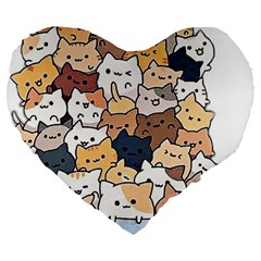 Cat-kitten Large 19  Premium Heart Shape Cushions