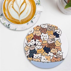 Cat-kitten Uv Print Round Tile Coaster by Jancukart